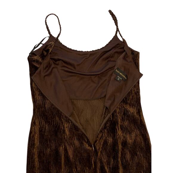 Scott McClintock Womens Slip Dress Size 12 Chiffon Chocolate Brown Maxi Bodycon - Picture 15 of 16